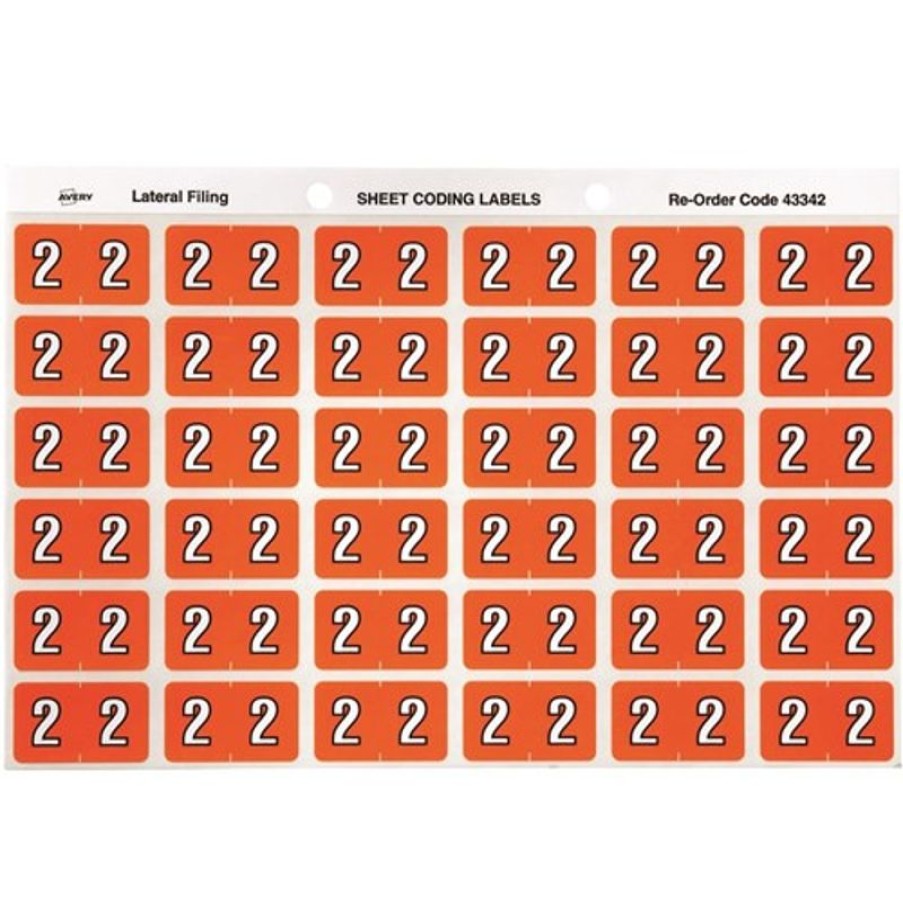 Telephones & Accessories | Avery Avery Numeric Coding Label 2 Side Tab 25X38Mm Orange Pack Of 180