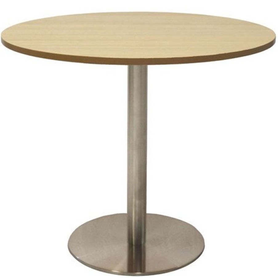 Office Furniture | RapidLine Rapidline Disc Base Round Table 900D X 755Mmh Oak Top Silver Base