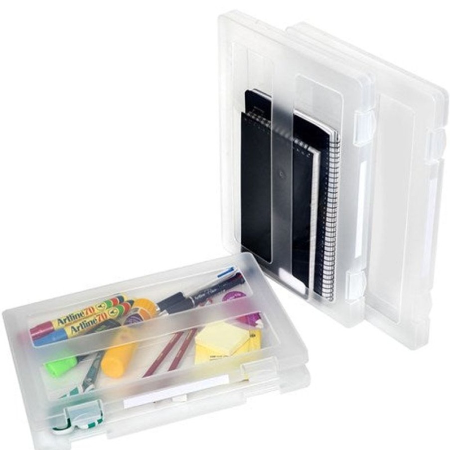 Files | Marbig Marbig Plastic A4 Carry Case With Id Labels & Locking Clips Clear