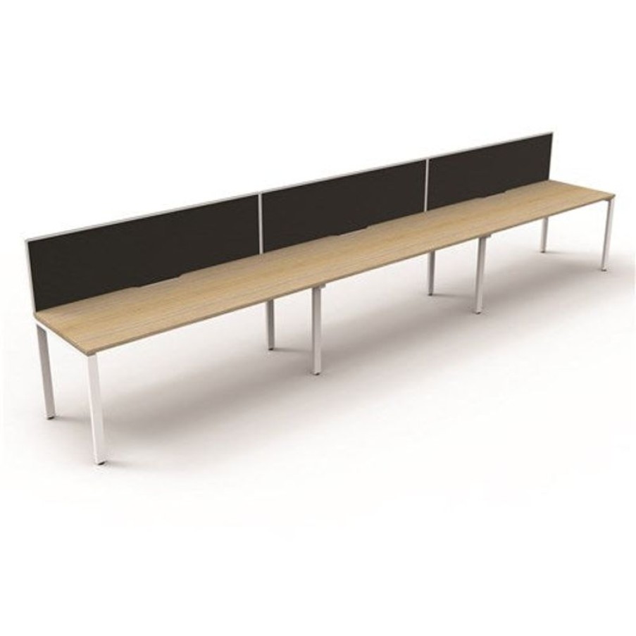 Office Furniture | RapidLine Rapidline Deluxe Infinity Desk Profile Leg One Sided + Screen 3 Person 4500Mmw Oak/White