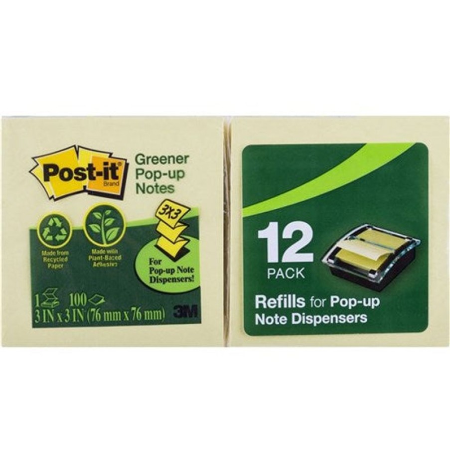 Notes & Flags | Post-It Post-It R330-Rp Pop Up Greener Notes 76X76Mm Recycled Refill Yellow Pack Of 12