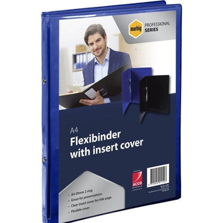 Binders & Folders | Marbig Marbig Professional Series Flexibinder Clear Insert Cover A4 2 Ring 20Mm Royal Blue