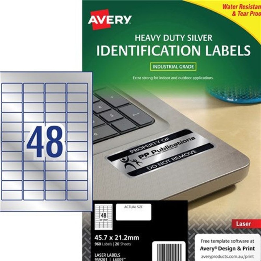 Cameras & Scanners | Avery Avery Heavy Duty Laser Labels Asset Tags Silver L6009 45.7X21Mm 48Up 960 Labels