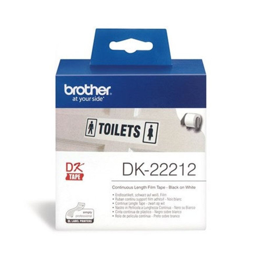 Telephones & Accessories | Brother Brother Dk-22212 Label Rolls 62Mmx15.24M Black On White Adhesive Film