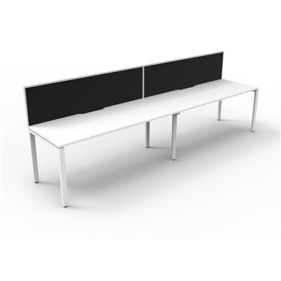 Office Furniture | RapidLine Rapidline Deluxe Infinity Desk Profile Leg One Sided + Screen 2 Person 2400Mmw White/White