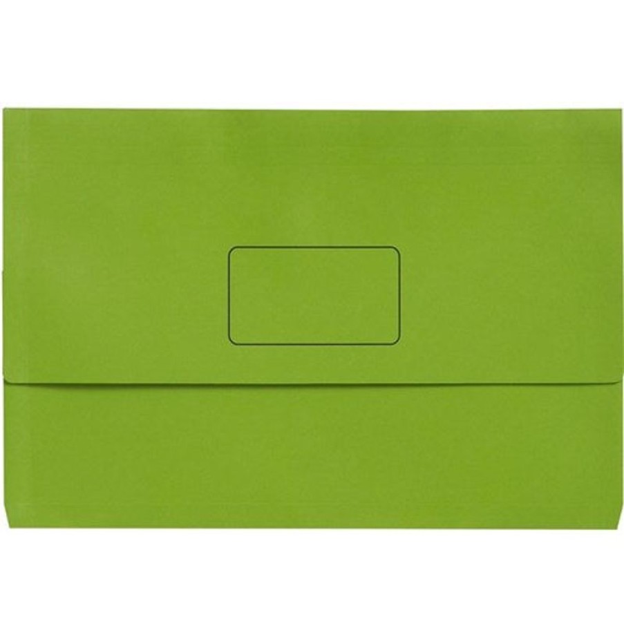 Files | Marbig Marbig Slimpick Document Wallet Foolscap Manilla 30Mm Gusset Green Pack Of 10