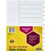 Dividers | Marbig Marbig Plastic Indices & Dividers A4Jan-Dec White