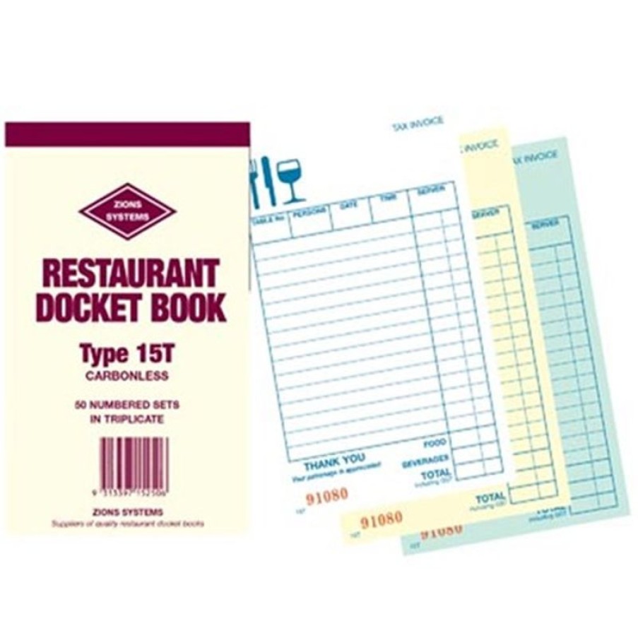 Business Books | Zions Zions 15T Docket Book Carbonless Triplicate 165X95Mm 50 Sets