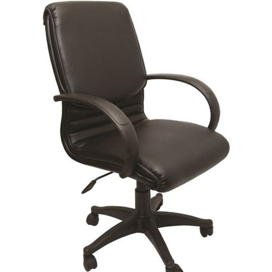 Chairs & Accessories | RapidLine Rapidline Cl610 Executive Medium Back Chair Padded Black Pu