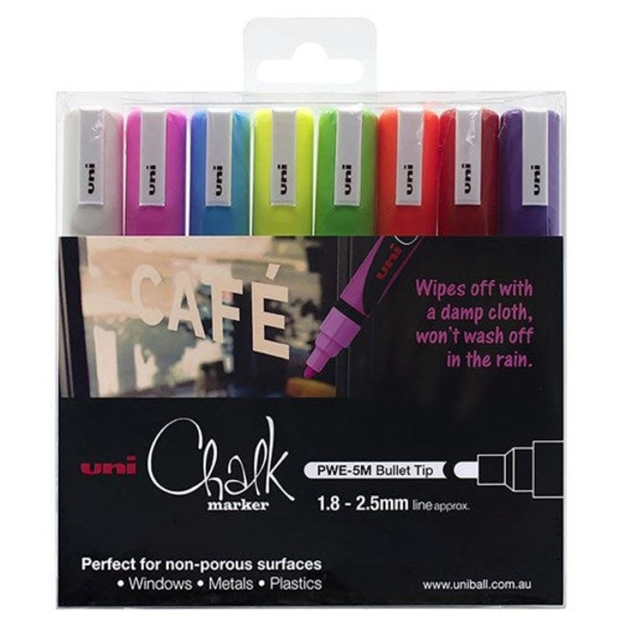 Markers & Highlighters | Uni-Ball Uni Liquid Chalk Marker 2.5Mm Bullet Tip Assorted Colours Pack Of 8