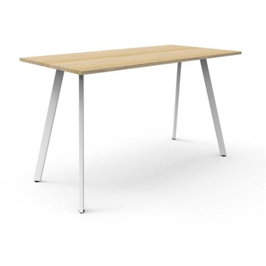 Office Furniture | RapidLine Rapidline Eternity High Bar Table 1500W X 750D X 1050Mmh Oak Top White Frame