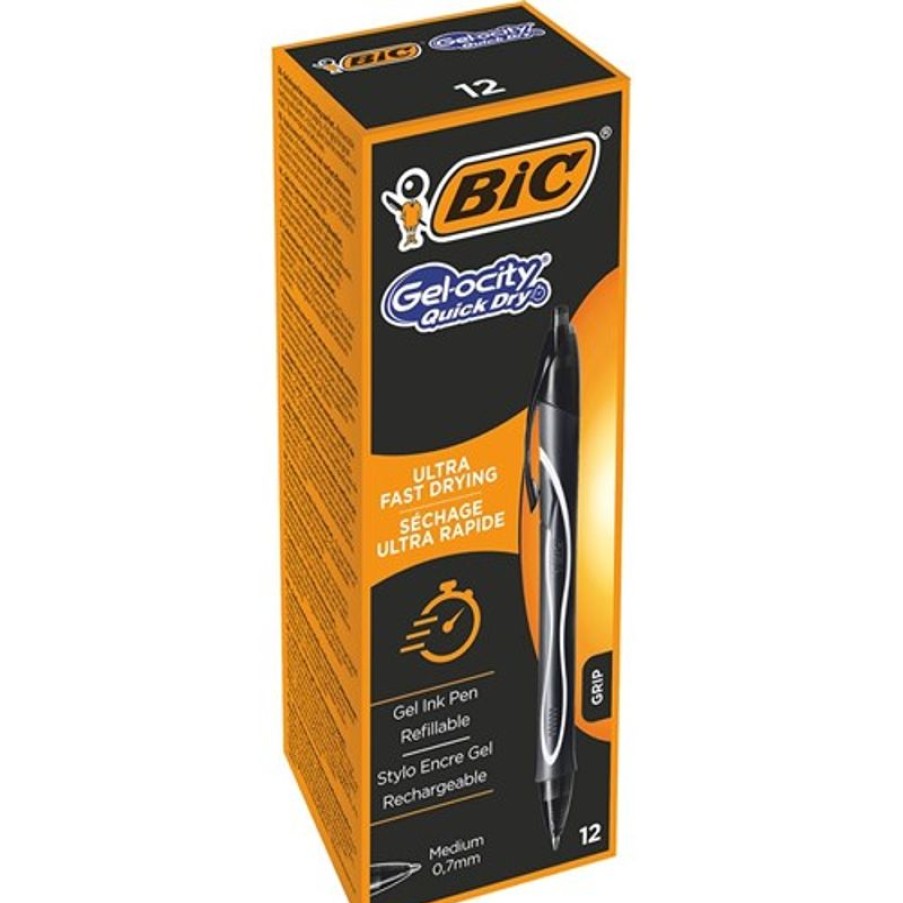 Telephones & Accessories | Bic Bic Gelocity Gel Pen Retractable Medium 0.7Mm Black Pack Of 12