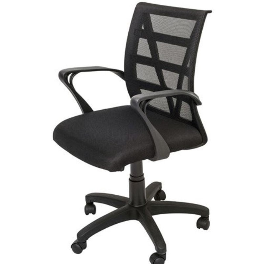 Telephones & Accessories | RapidLine Rapidline Vienna Office Chair Medium Mesh Back With Arms Fabric Seat Black Mesh Back