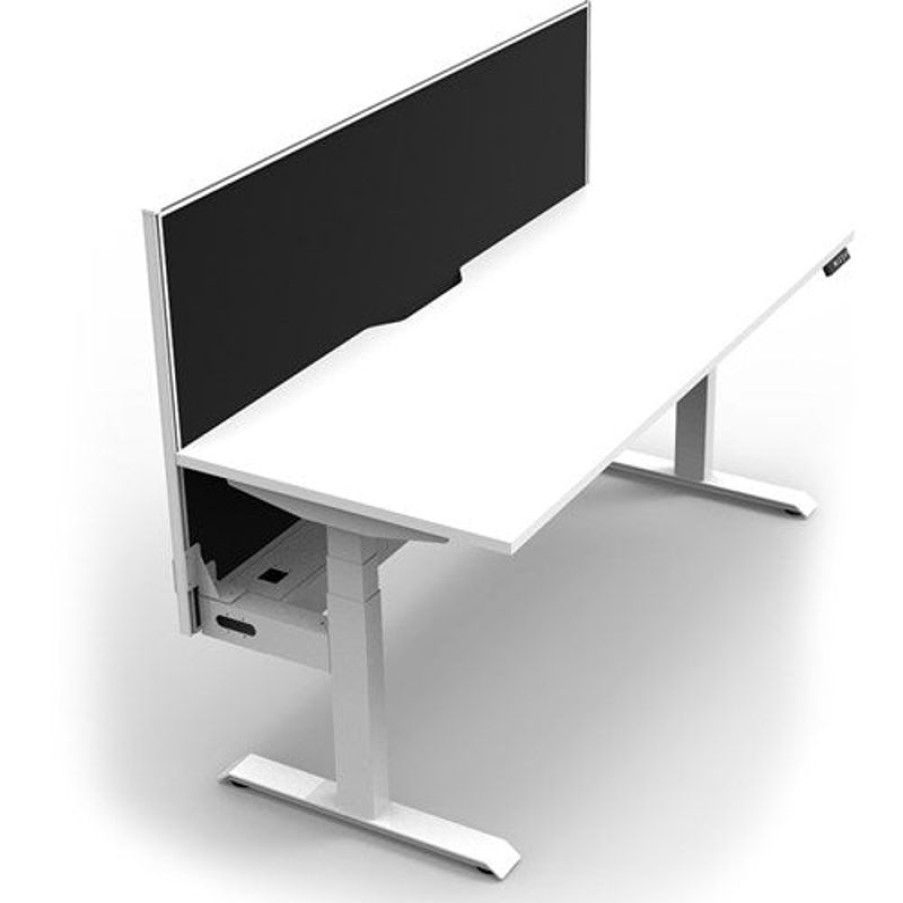 Office Furniture | RapidLine Rapidline Boost+ Single Sided Workstation + Screen + Tray 1500Wx750Dx1330Mmh White/White