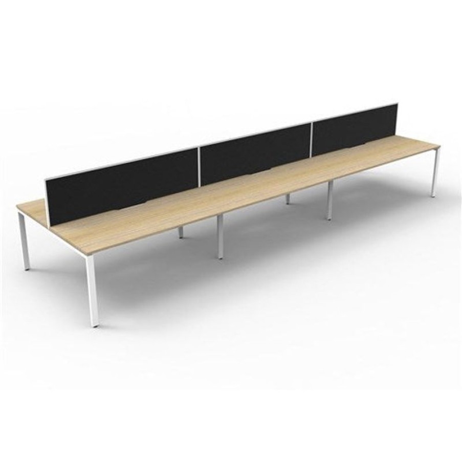 Office Furniture | RapidLine Rapidline Deluxe Infinity Desk Profile Leg Two Sided + Screen 6 Person 5400Mmw Oak/White