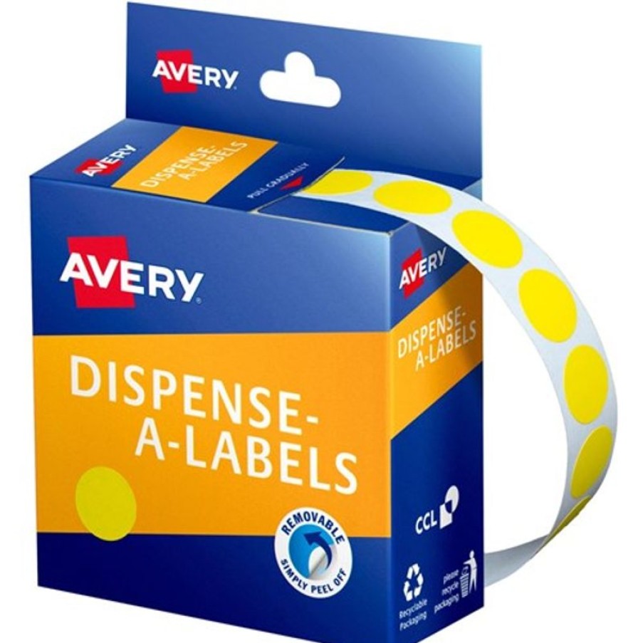 Telephones & Accessories | Avery Avery Removable Dispenser Labels 14Mm Round Yellow Pack Of 1050