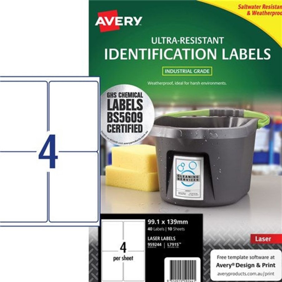 Telephones & Accessories | Avery Avery Identification Laser Ultra Resistant White L7915 99.1X139Mm 4Up 40 Labels