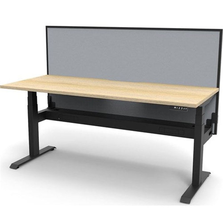 Office Furniture | RapidLine Rapidline Boost+ Single Sided Workstation + Screen + Tray 1800Wx750Dx1330Mmh Oak / Black