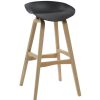 Chairs & Accessories | RapidLine Rapidline Virgo Bar Stool Oak Coloured Timber Frame With Polypropylene Black Shell Seat