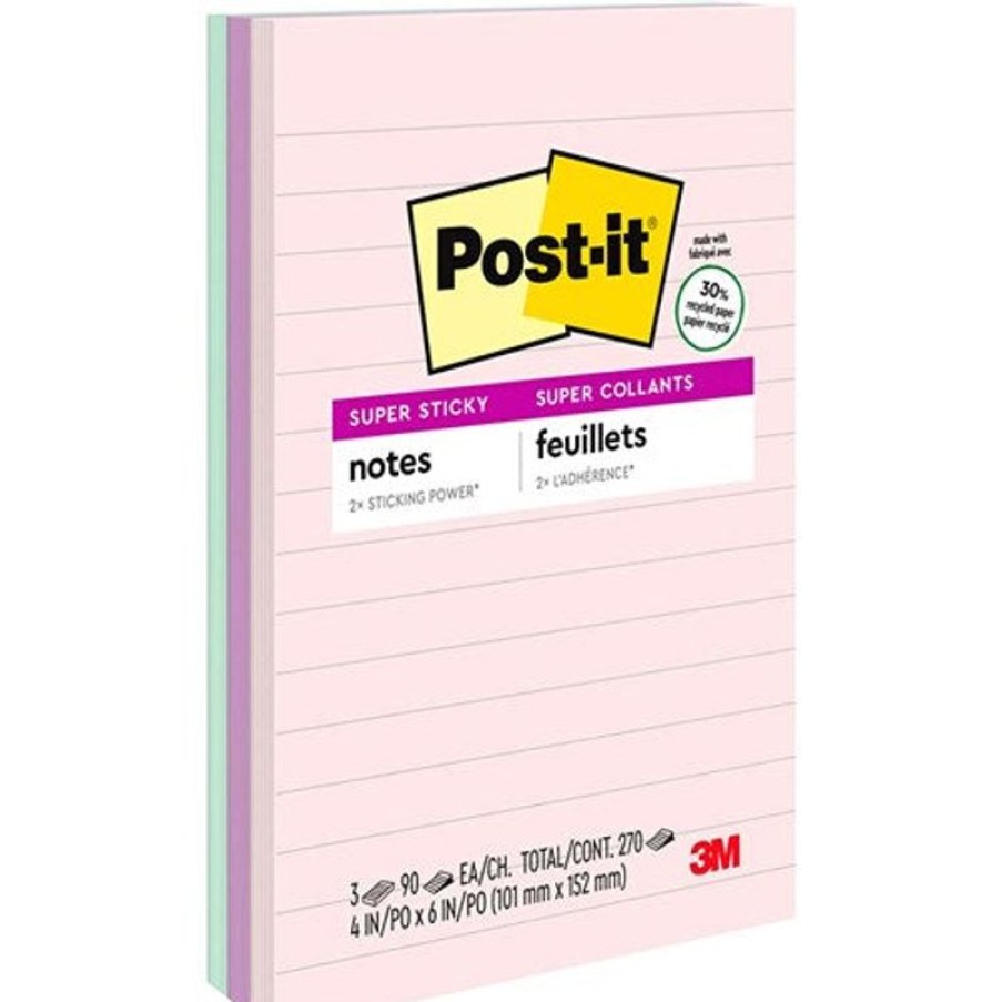 Notes & Flags | Post-It Post-It 660-3Ssnrp Super Sticky Notes 101Mmx152Mm Wanderlust Pastels Pack Of 3