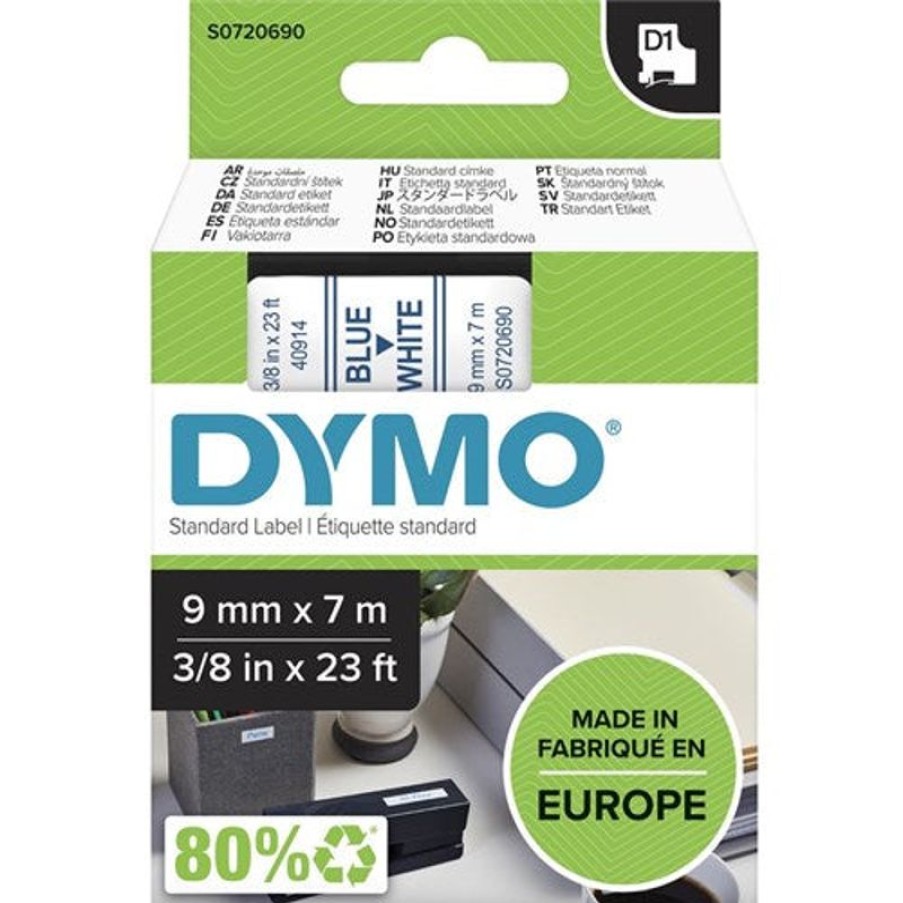 Labelling Machines & Accessories | Dymo Dymo D1 Label Cassette Tape 9Mmx7M Blue On White