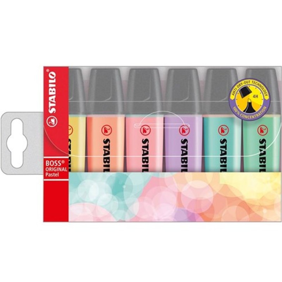 Markers & Highlighters | Stabilo Stabilo Boss Highlighters Chisel 2-5Mm Pastel Assorted Wallet Of 6