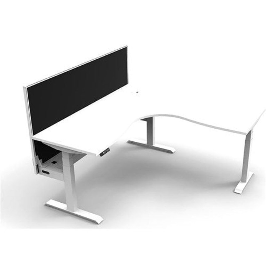 Office Furniture | RapidLine Rapidline Boost+ Corner Workstation + Screen + Cable Tray 1800/1800Mmw White/White