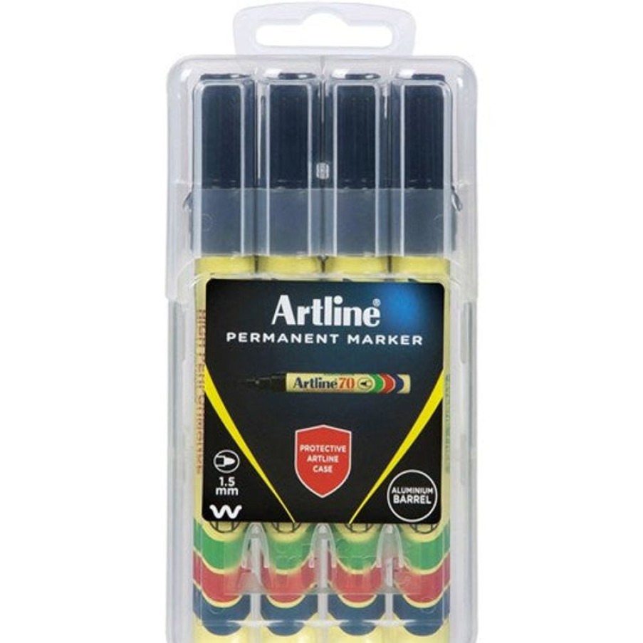 Telephones & Accessories | Artline Artline 70 Permanent Markers Bullet 1.5Mm Black Hard Case Pack Of 4