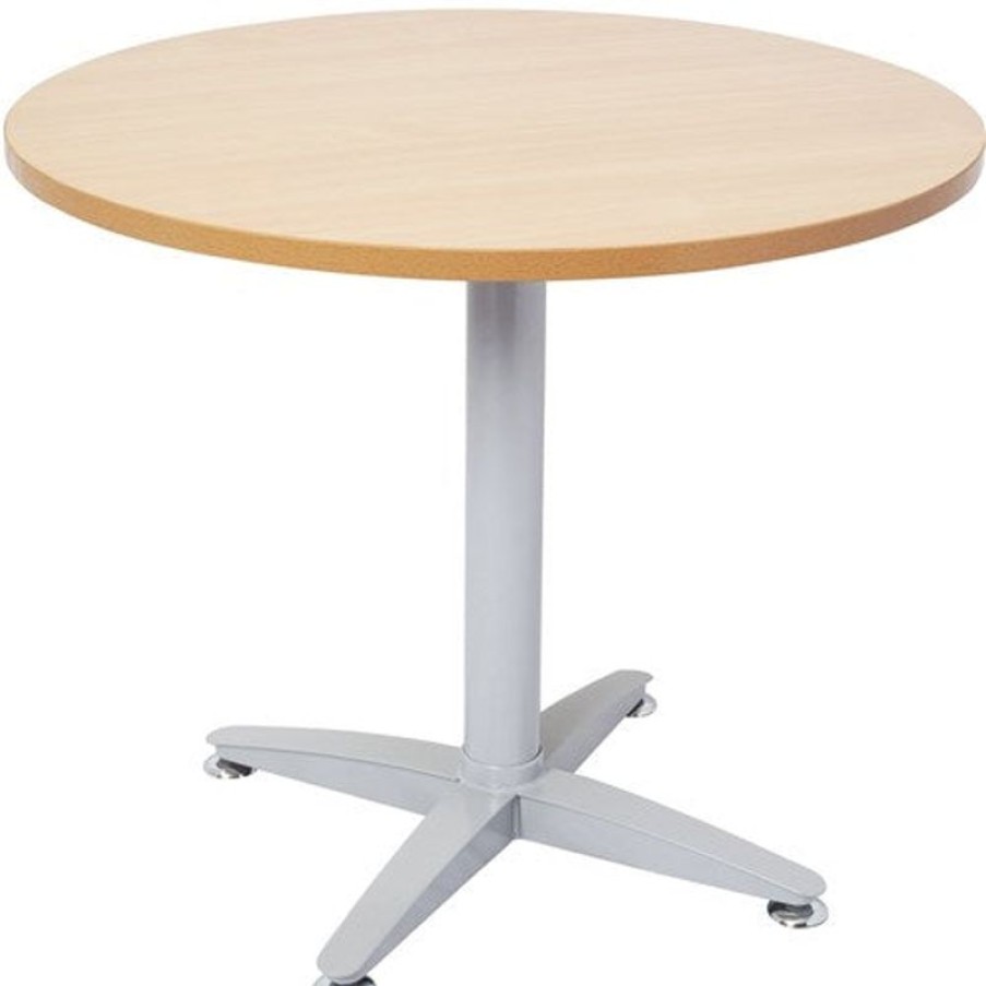 Office Furniture | RapidLine Rapidline 4 Star Round Table 900D X 730Mmh Beech Top Silver Base