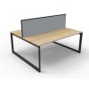 Office Furniture | RapidLine Rapidline Deluxe Infinity Desk Loop Leg Double Sided + Screen 2 Person 1200Mmw Oak/Black