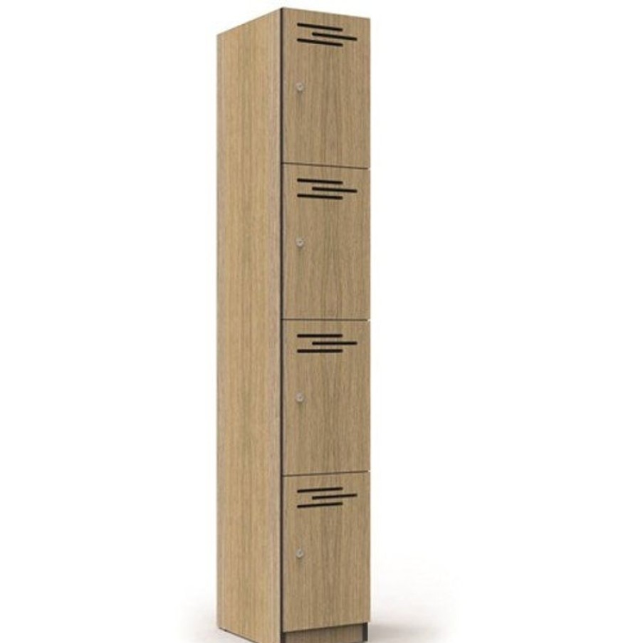 Storage | RapidLine Rapidline Infinity Melamine 4 Door Locker 305Wx455Dx1850Mmh Oak With Black Edging