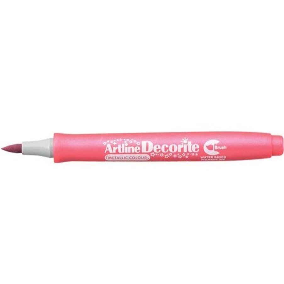 Telephones & Accessories | Artline Artline Decorite Metallic Markers Brush Nib Pink Box Of 12