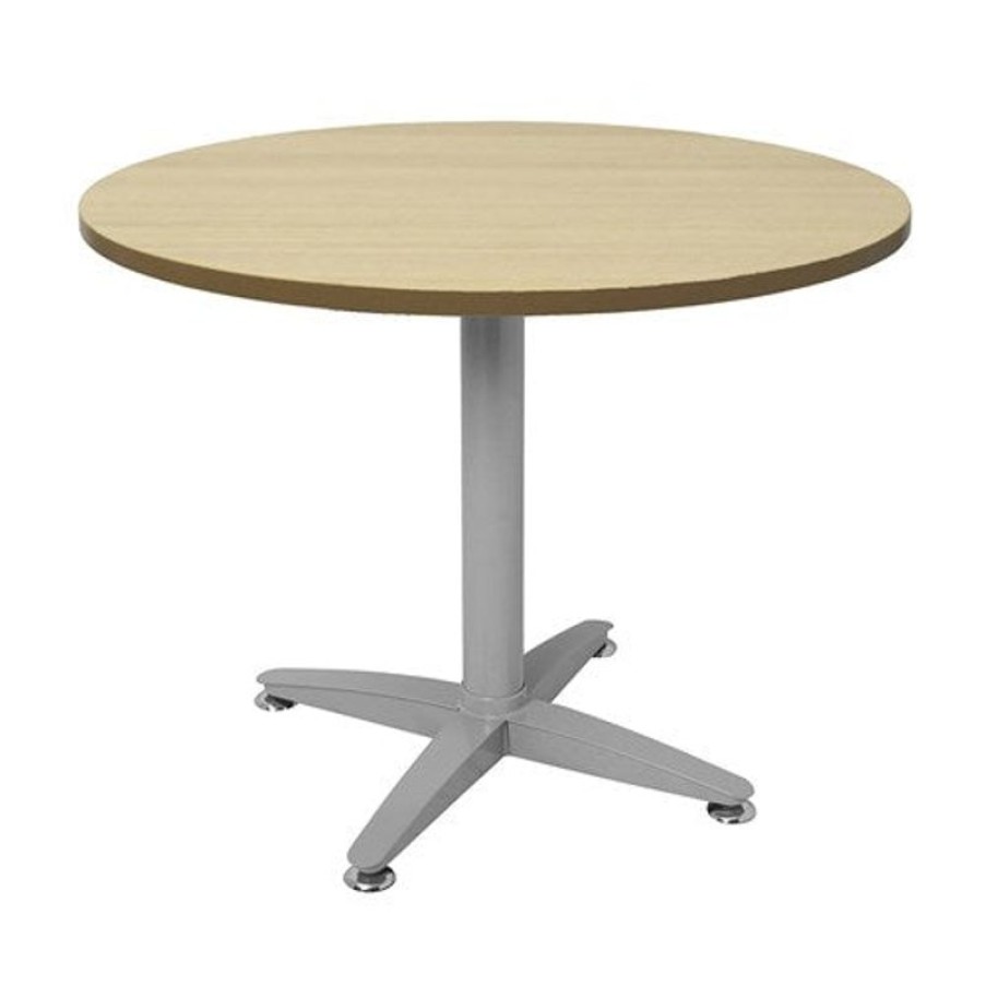 Office Furniture | RapidLine Rapidline 4 Star Round Table 900D X 730Mmh Oak Top Silver Base