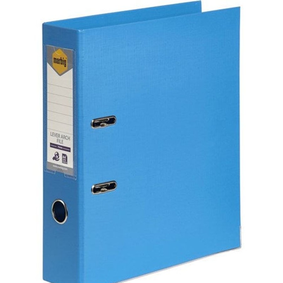 Binders & Folders | Marbig Marbig Linen Pe Lever Arch Binder A4 75Mm Sky Blue