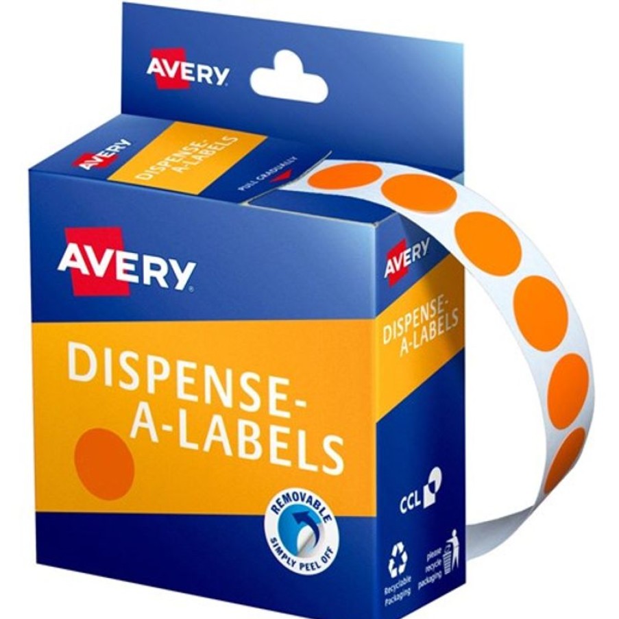 Telephones & Accessories | Avery Avery Removable Dispenser Labels 14Mm Round Orange Pack Of 1050