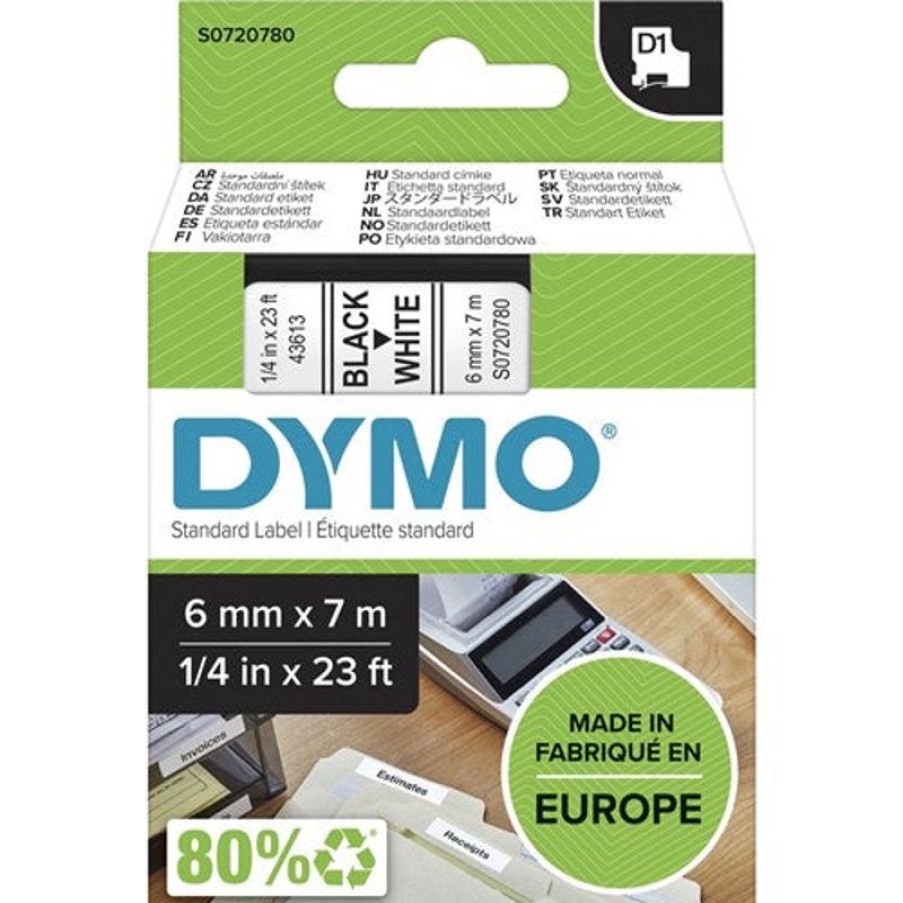 Labelling Machines & Accessories | Dymo Dymo D1 Label Cassette Tape 6Mmx7M Black On White