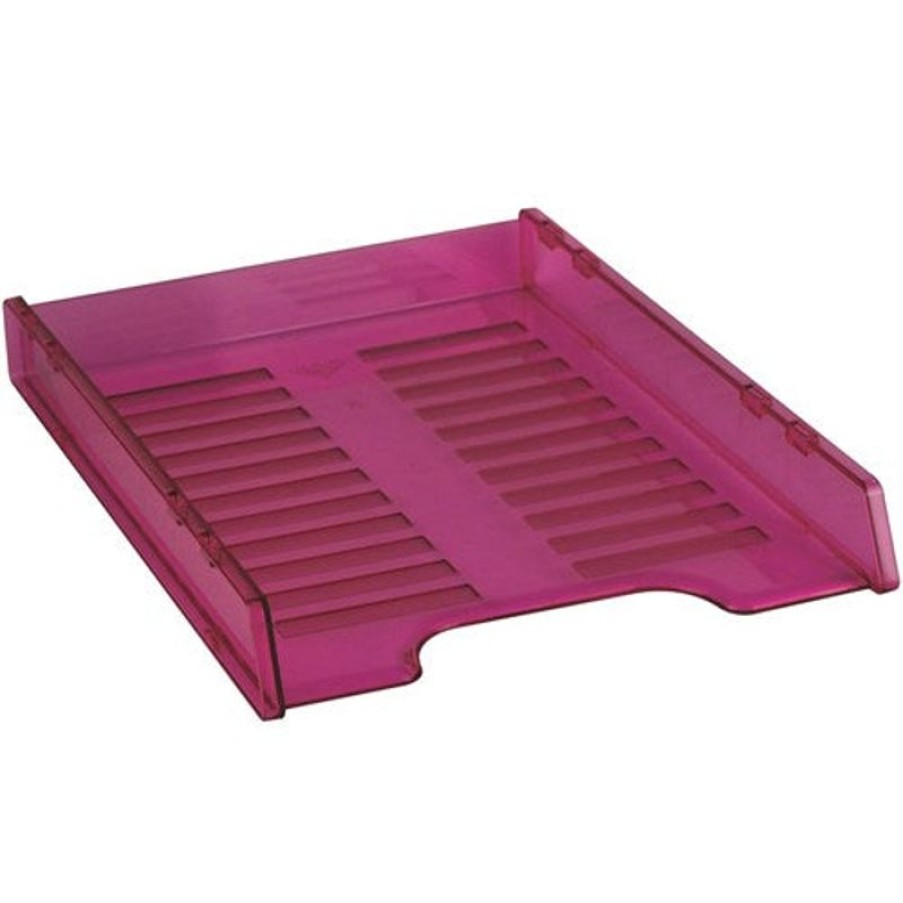 Desk Top Accessories | Italplast Italplast Slimline Document Tray A4 Multi Fit Tinted Pink