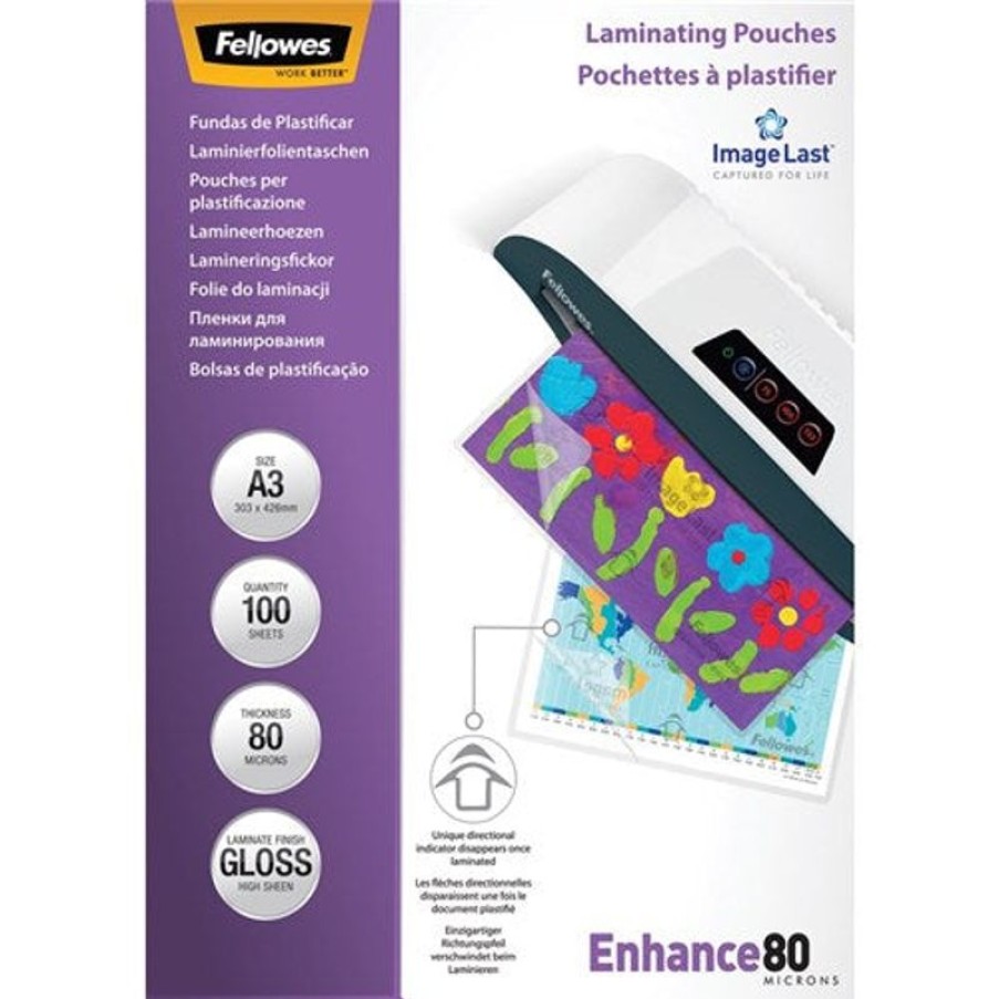 Laminating Accessories | Fellowes Fellowes Imagelast Laminating Pouch A3 80 Micron Gloss Pack Of 100