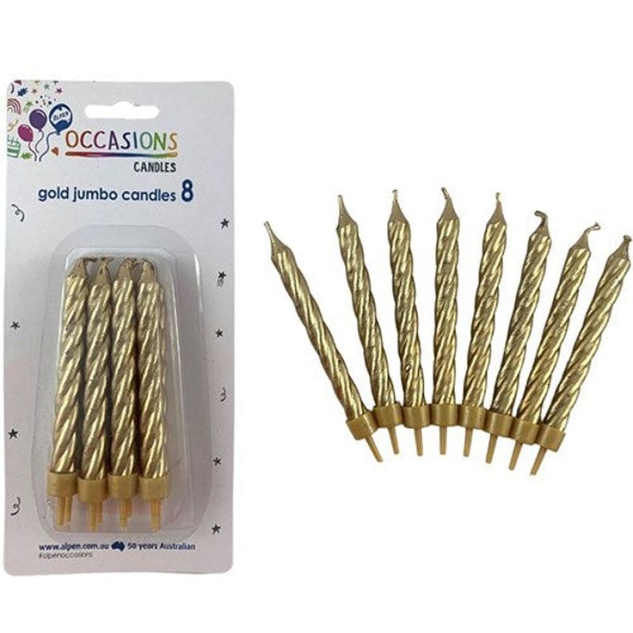 Telephones & Accessories | Alpen Alpen Birthday Candle Spiral Jumbo Gold Pack Of 8