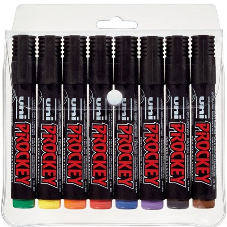 Pens | Uni-Ball Uni Pm126 Prockey Permanent Marker Chisel 5.7Mm Assorted Wallet Of 8