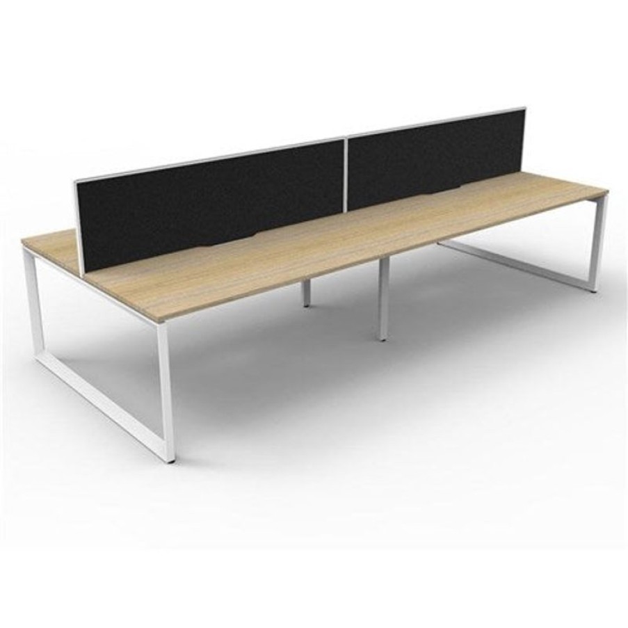 Office Furniture | RapidLine Rapidline Deluxe Infinity Desk Loop Leg Double Sided + Screen 4 Person 3600Mmw Oak/White