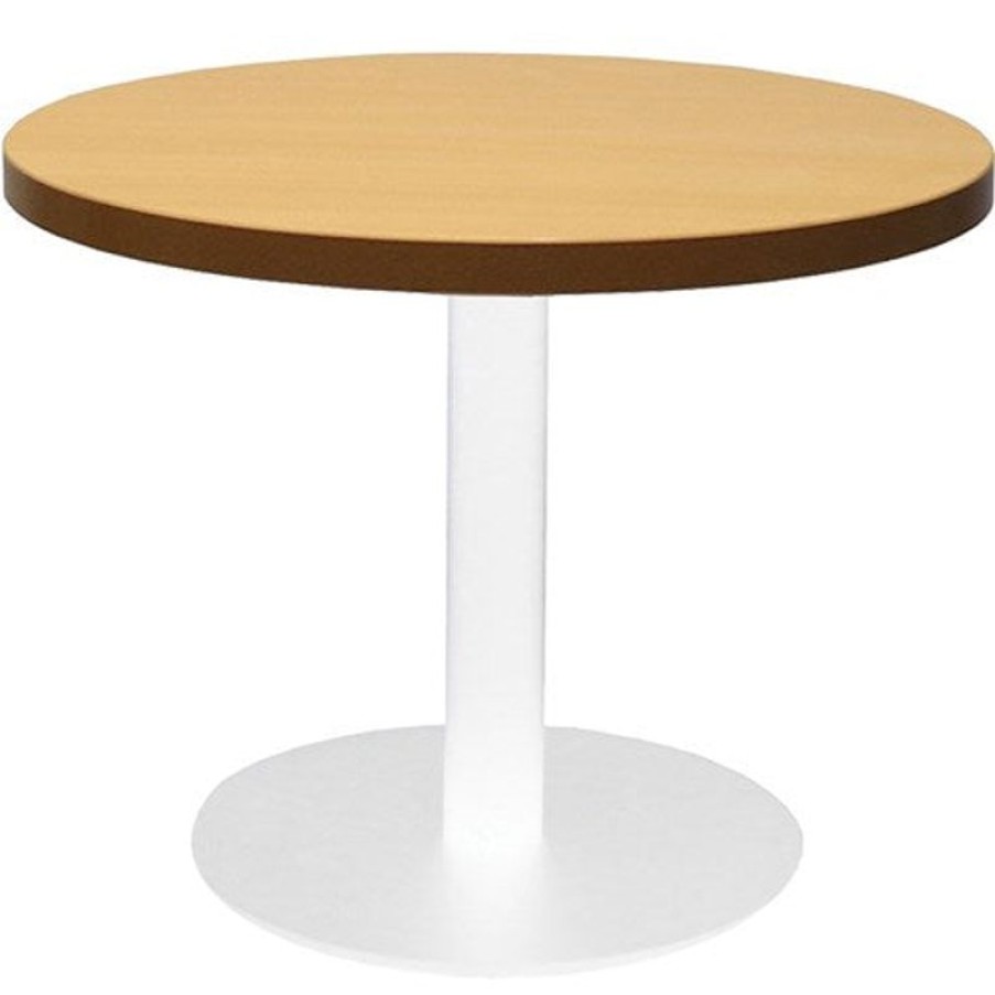 Office Furniture | RapidLine Rapidline Disc Base Coffee Table 600D X 450Mmh Beech Top White Base