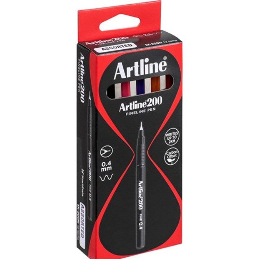 Telephones & Accessories | Artline Artline 200 Fineliner Pen Fine 0.4Mm 8 Assorted Colours Pack Of 12