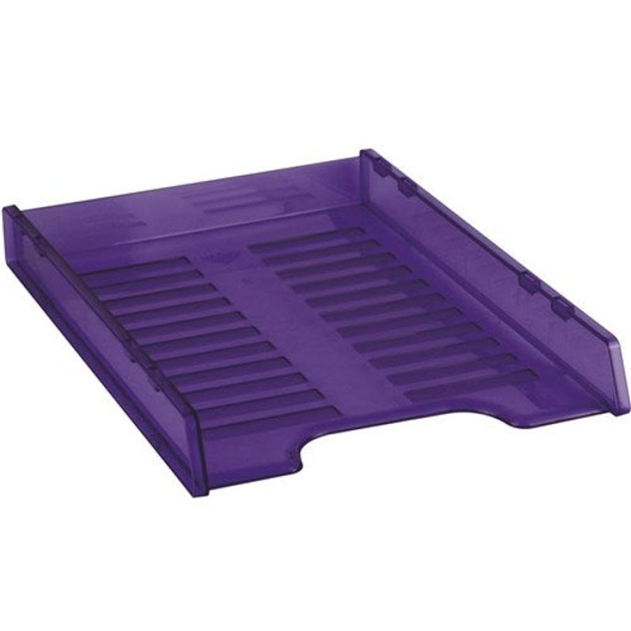 Desk Top Accessories | Italplast Italplast Slimline Document Tray A4 Multi Fit Tinted Purple