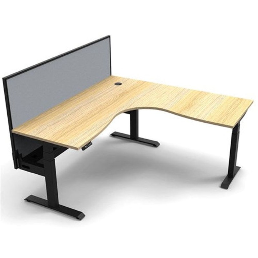 Office Furniture | RapidLine Rapidline Boost+ Corner Workstation + Screen + Cable Tray 1800/1800Mmw Oak/Black