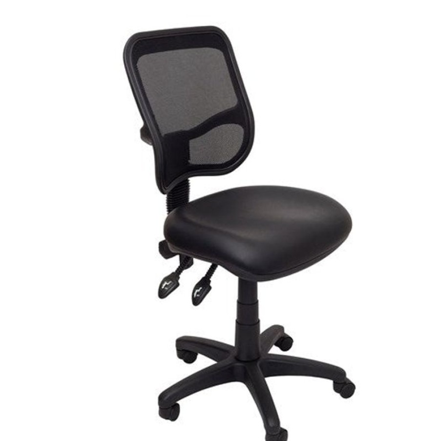 Chairs & Accessories | RapidLine Rapidline Em300 Ergonomic Chair Medium Mesh Back Black Pu Seat