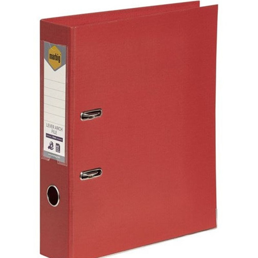 Binders & Folders | Marbig Marbig Linen Pe Lever Arch Binder A4 75Mm Bright Red