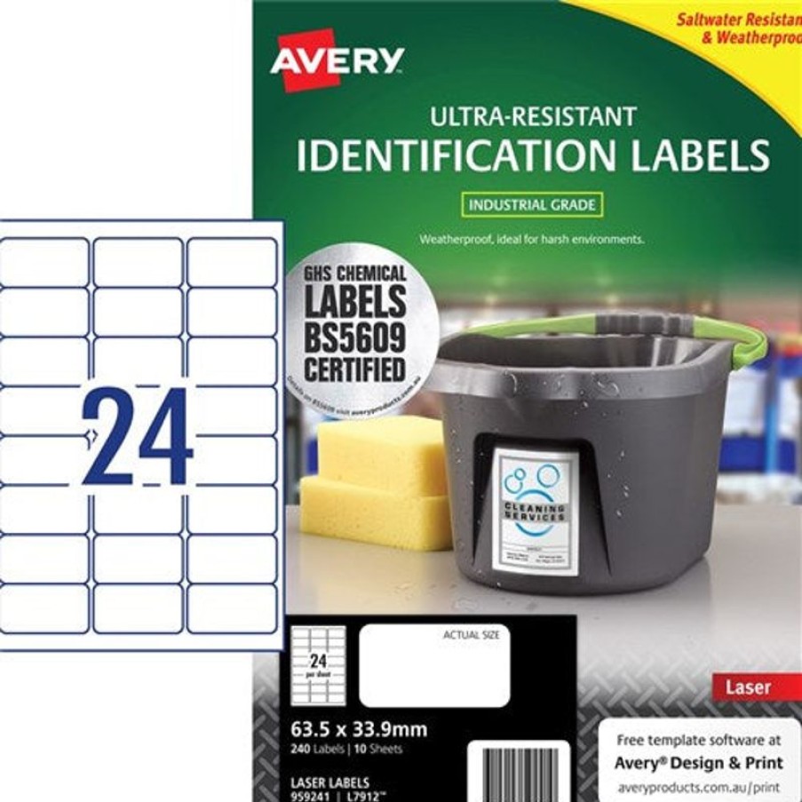 Telephones & Accessories | Avery Avery Identification Laser Ultra Resistant White L7912 63.5X33.9Mm 24Up 240 Labels