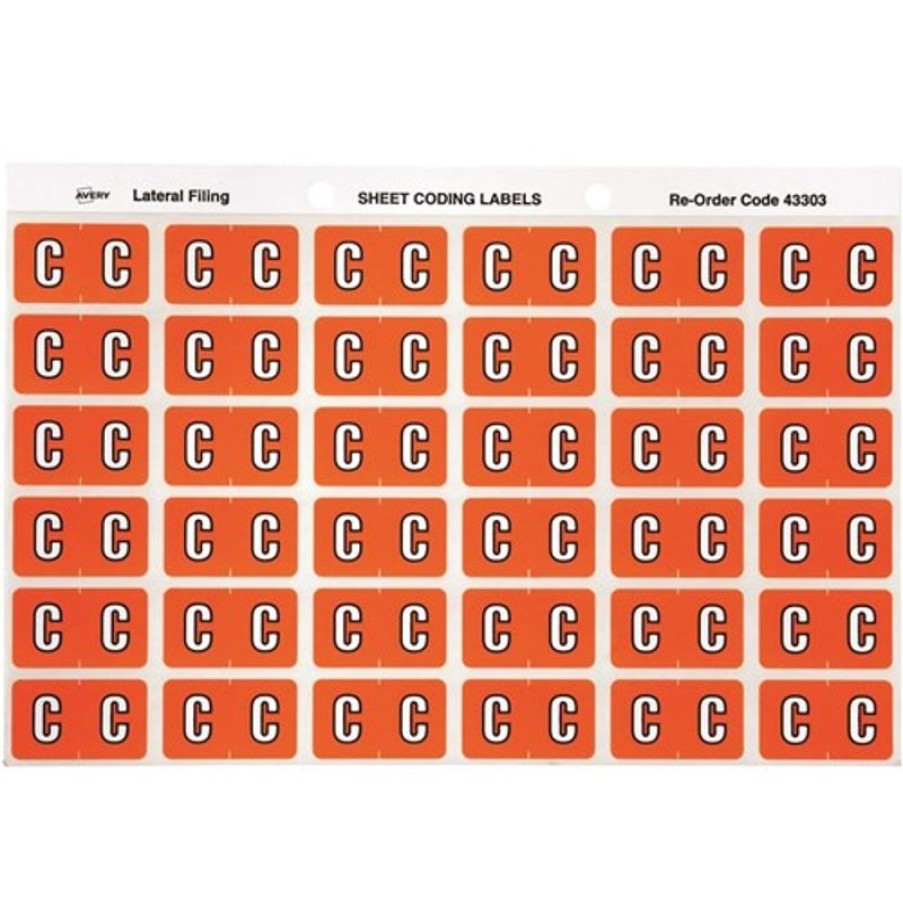 Telephones & Accessories | Avery Avery Alphabet Coding Label C Side Tab 25X38Mm Orange Pack Of 180