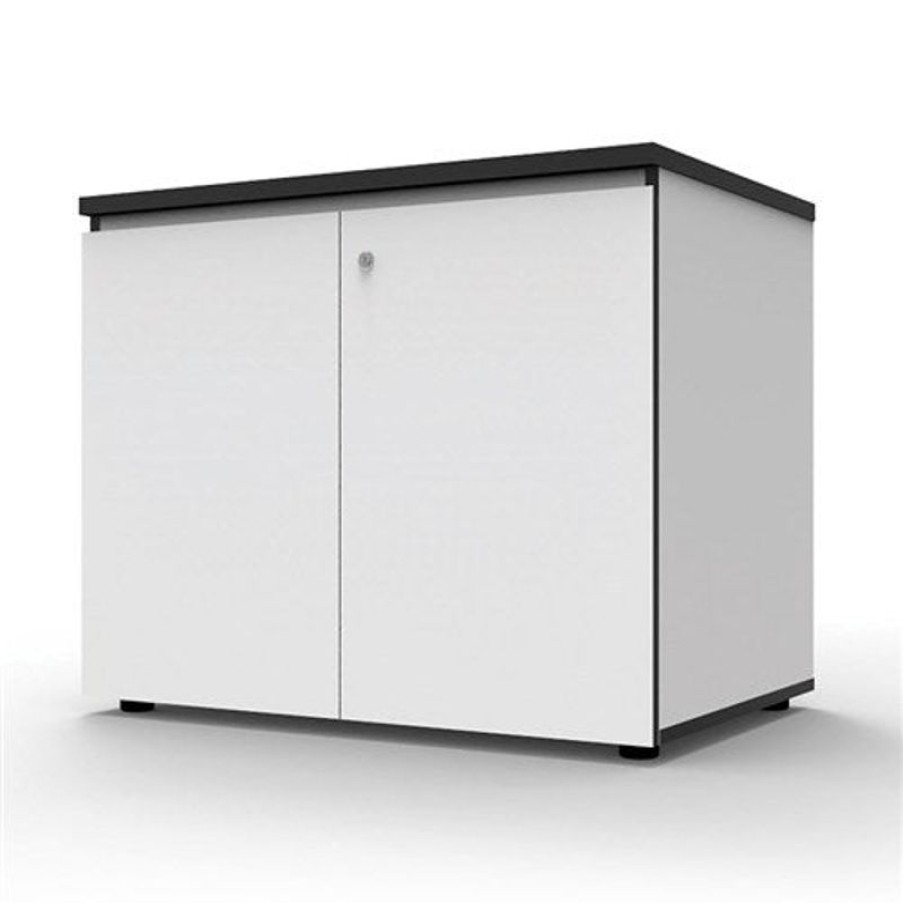 Storage | RapidLine Rapidline Infinity Swing 2 Door Cupboard 900W X 600D X 730Mmh White With Black Edge